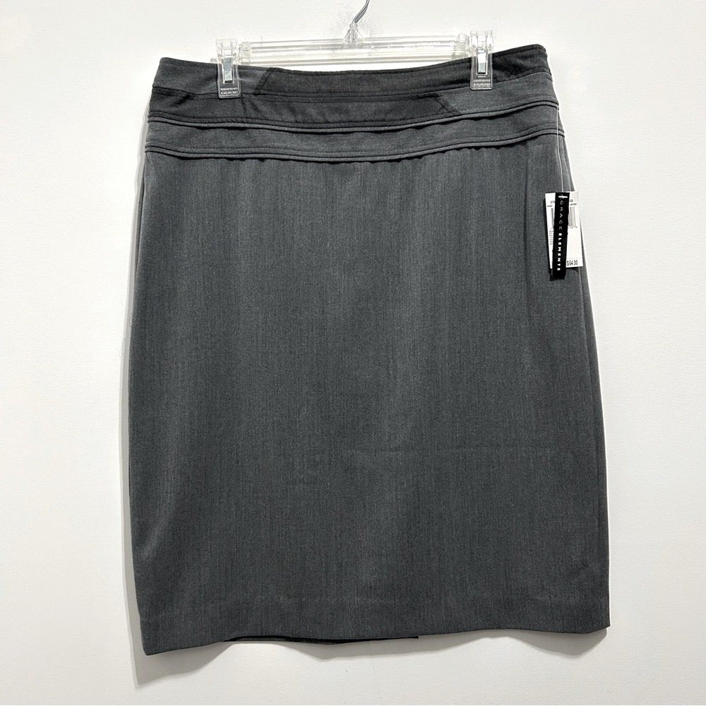 NEW Grace Elements Women’s Gray Strictly Business Professional Midi Skirt